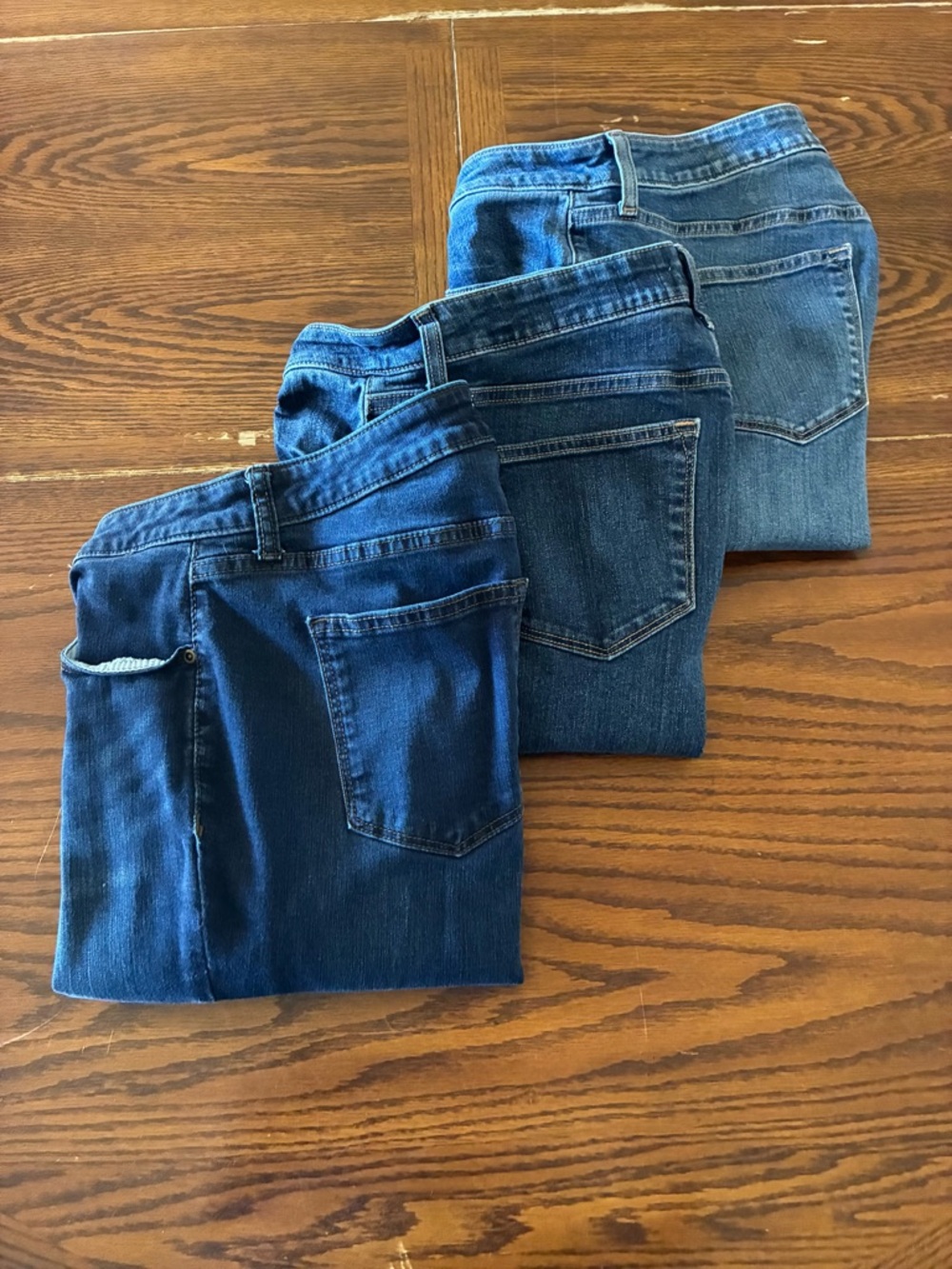 3 Sonoma Women's Pant Lot Jeans Carpi Cotton Dark Blue Wash Frayed Hem Size 10 M
